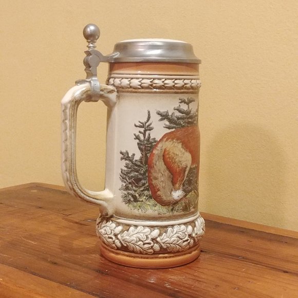 Vintage Gerz German Beer Stein Tankard Mother Mama Fox Baby Fox Kits RARE - Picture 4 of 10